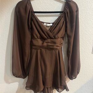 Altar'd State Brown Long Sleeve Romper